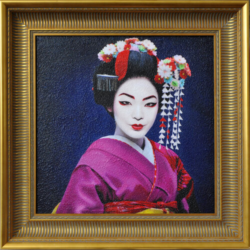 Geisha (mixed media, Including frame 55x55cm) di Karin Vermeer, Pittura in vendita su Singulart