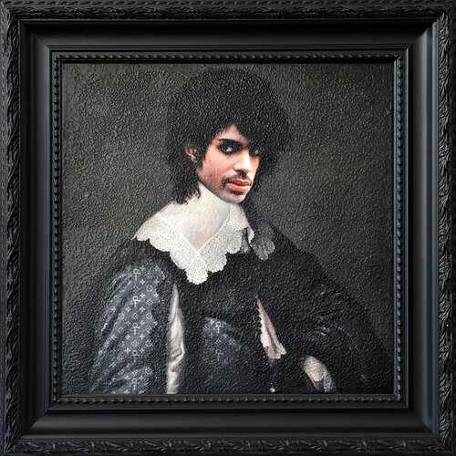 Prince versus Henrick Hooft (original Michiel van Mierevelt 1640) (Including frame 55x55cm) di Karin Vermeer, Pittura in vendita su Singulart