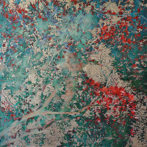 Oxidized golden tree leaf par Karin Vermeer, Peinture en vente sur Singulart