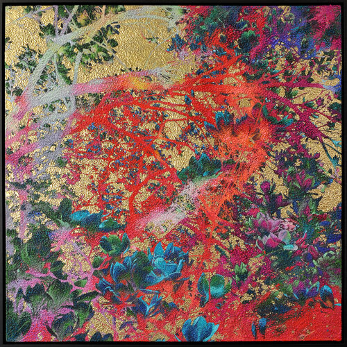 Coral & Gold Magnolia van Karin Vermeer, Schilderij te koop op Singulart