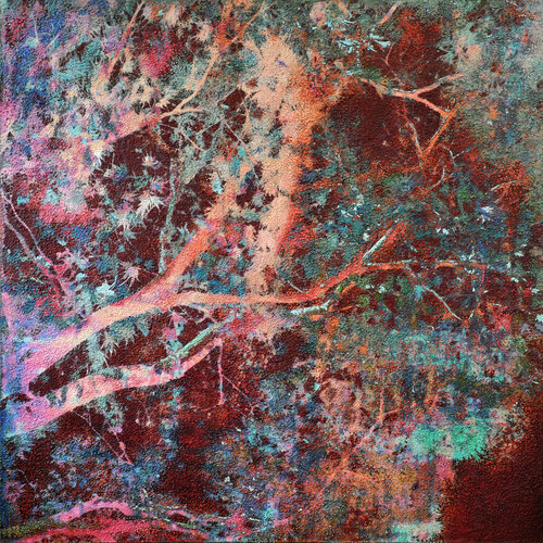 Oxidized burgundy tree leaves van Karin Vermeer, Schilderij te koop op Singulart