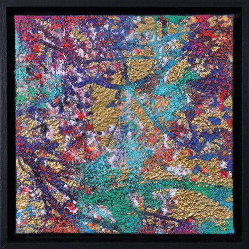 burgundy & with blossom with chrome gold B van Karin Vermeer, Schilderij te koop op Singulart