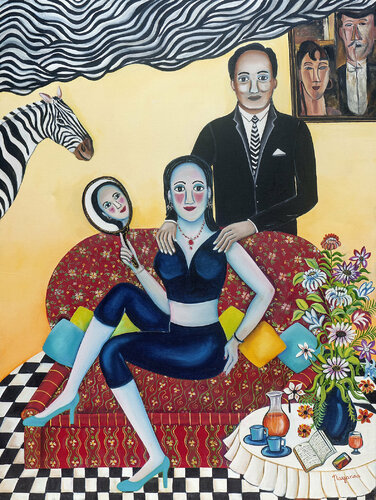 The Zebra Surveys One and All di Nayanaa Kanodia, Pittura in vendita su Singulart