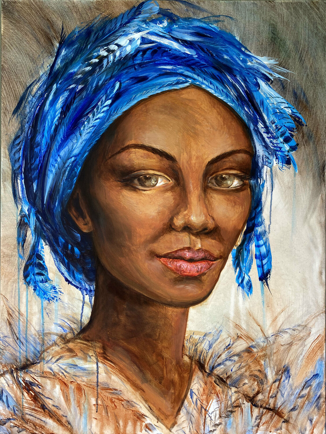 Blue Birds of a Foxx Feather Matteo Neivert Originalgemälde zu verkaufen