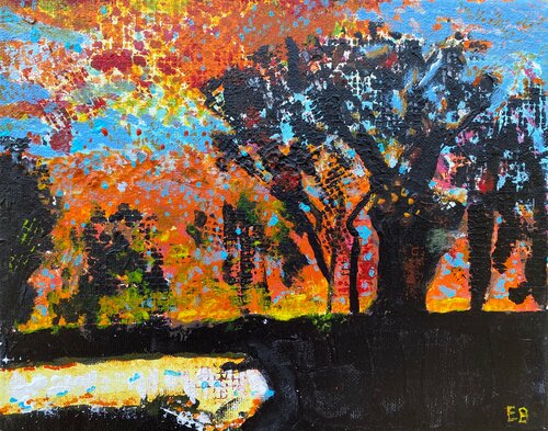 Chikostik (Orange Landscape) by Ezra Bejar, Painting for Sale on Singulart