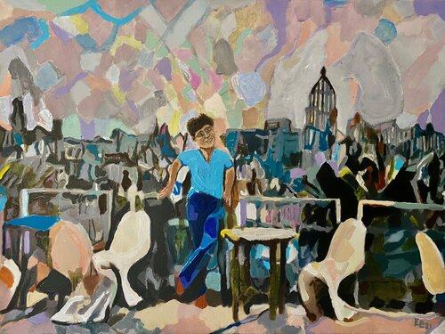 An Artist in Havana van Ezra Bejar, Schilderij te koop op Singulart