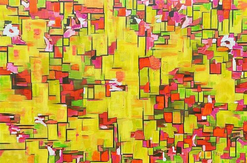 Composition with Van Gogh Flowers par Ezra Bejar, Peinture en vente sur Singulart