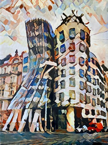 The Dancing Building by Ezra Bejar, Painting for Sale on Singulart