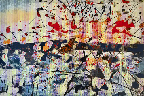 A Butterfly in the Intricate Field di Ezra Bejar, Pittura in vendita su Singulart