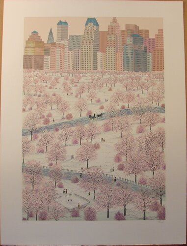 Spring Snow over Central Park di Fanch Ledan, Opera su carta in vendita su Singulart