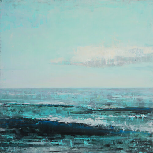 Teal Blue Ocean van Bo Kravchenko, Schilderij te koop op Singulart