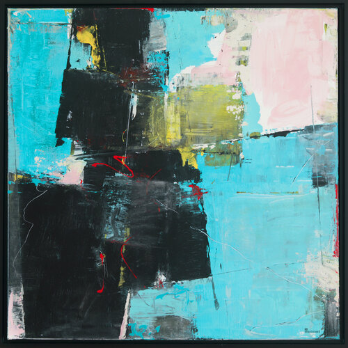 Bold abstract painting light turquoise pink von Bo Kravchenko, Malerei kaufen auf Singulart