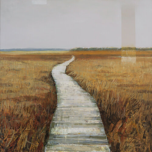 wooden path through the swamp von Bo Kravchenko, Malerei kaufen auf Singulart