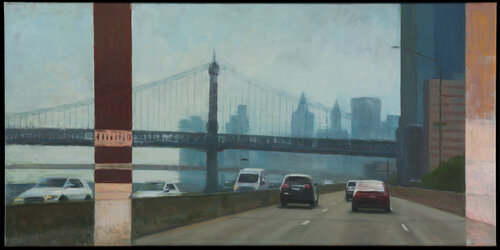 Manhattan Study in Blue and Grey van Bo Kravchenko, Schilderij te koop op Singulart