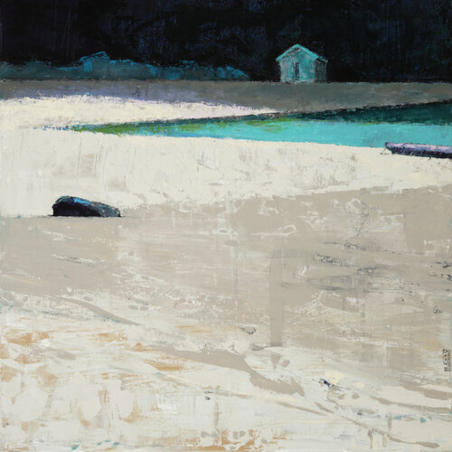 Night Ocean and White Sand de Bo Kravchenko, Pintura a la venta en Singulart