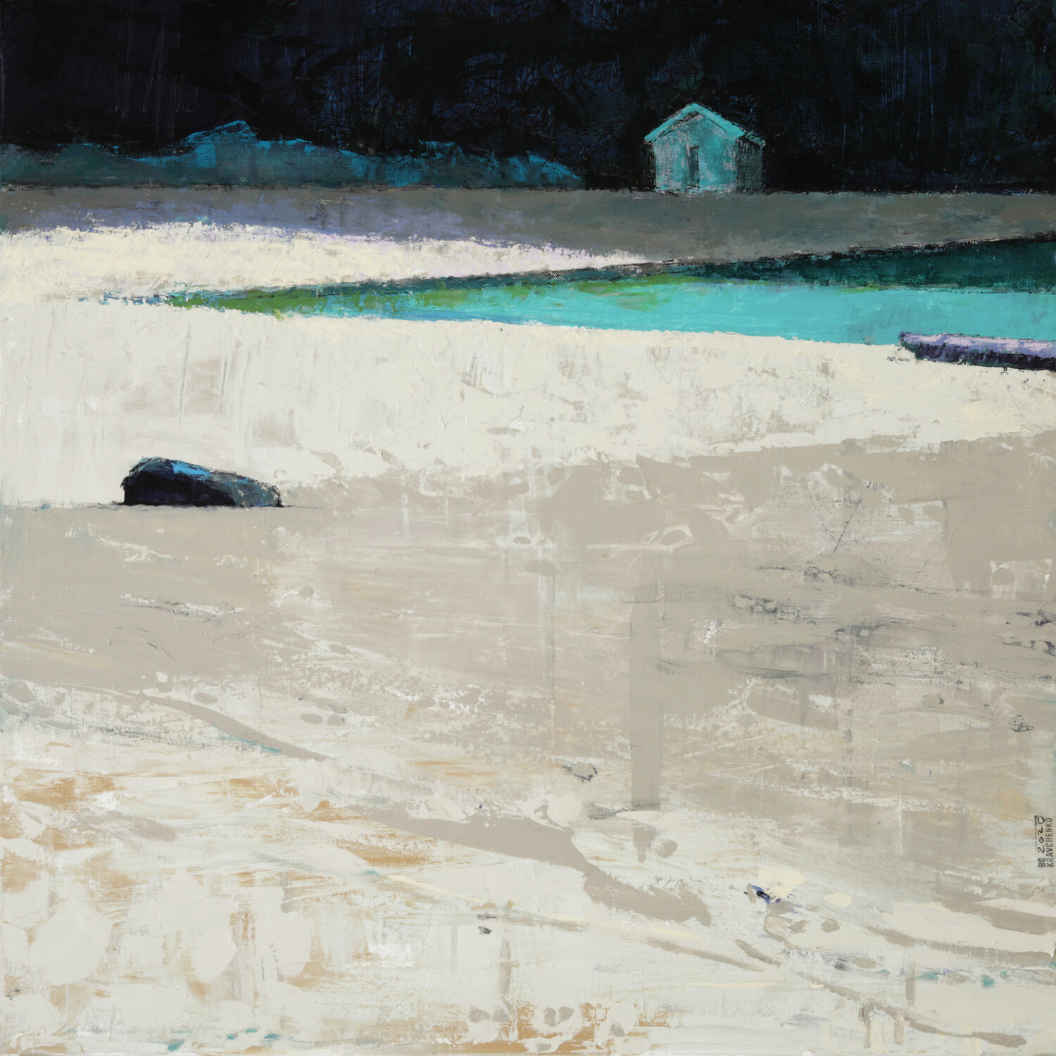 Night Ocean and White Sand Bo Kravchenko