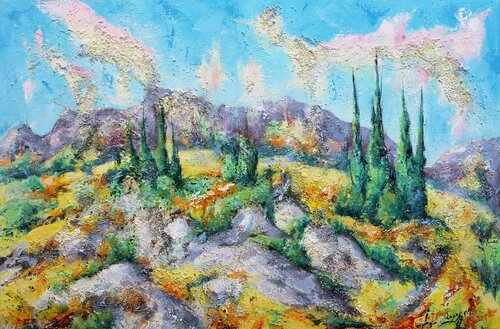 Rochers d'Alpilles di Jean-Luc Lopez, Pittura in vendita su Singulart