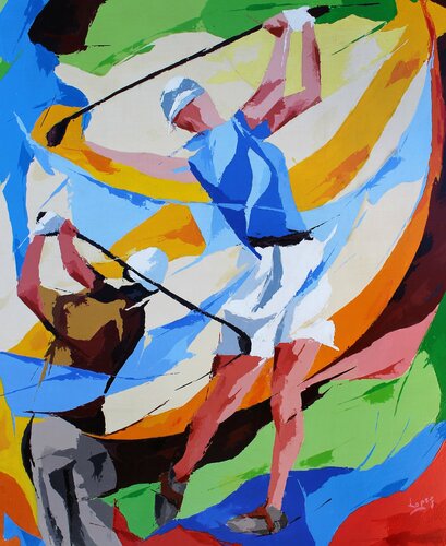 Golf face à face by Jean-Luc Lopez, Painting for Sale on Singulart