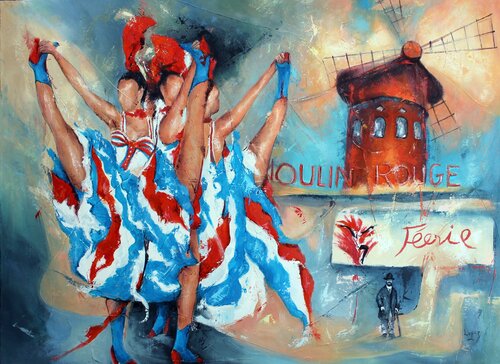 French Cancan au Moulin Rouge di Jean-Luc Lopez, Pittura in vendita su Singulart