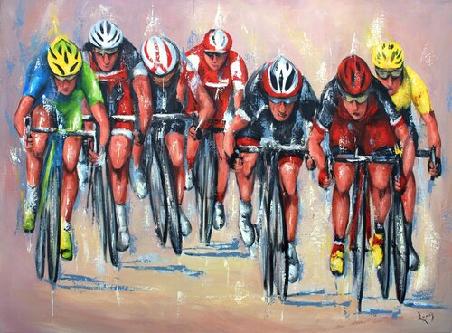 Sprint au Tour de France di Jean-Luc Lopez, Pittura in vendita su Singulart