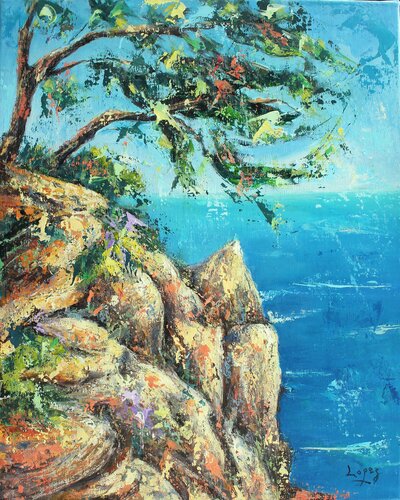 Le pin sur les Calanques van Jean-Luc Lopez, Schilderij te koop op Singulart