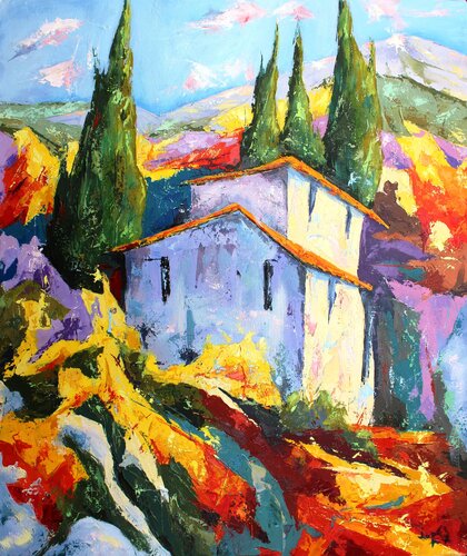 Mas aux cyprés by Jean-Luc Lopez, Painting for Sale on Singulart