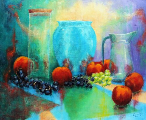 Vase bleu von Jean-Luc Lopez, Malerei kaufen auf Singulart