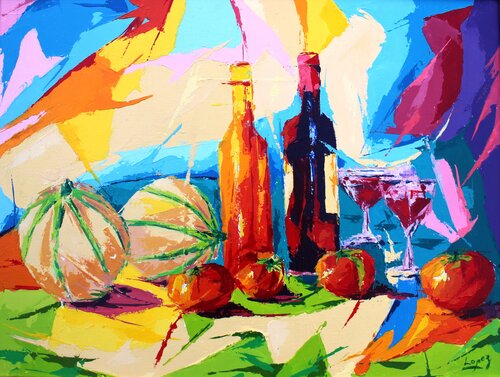 Nature morte aux melons von Jean-Luc Lopez, Malerei kaufen auf Singulart