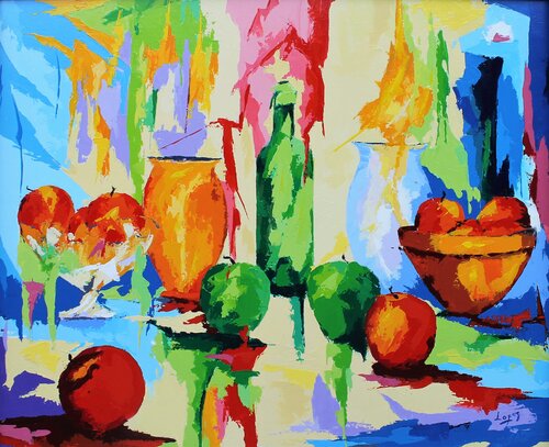 Bouteille aux pommes von Jean-Luc Lopez, Malerei kaufen auf Singulart