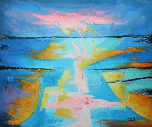 Rose horizon van Jean-Luc Lopez, Schilderij te koop op Singulart