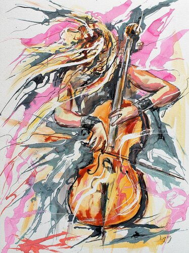 Crinière de violoncelliste van Jean-Luc Lopez, Werk op papier te koop op Singulart