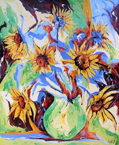 Tournesols van Jean-Luc Lopez, Schilderij te koop op Singulart