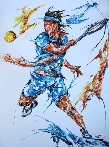 Bleu tennis di Jean-Luc Lopez, Pittura in vendita su Singulart