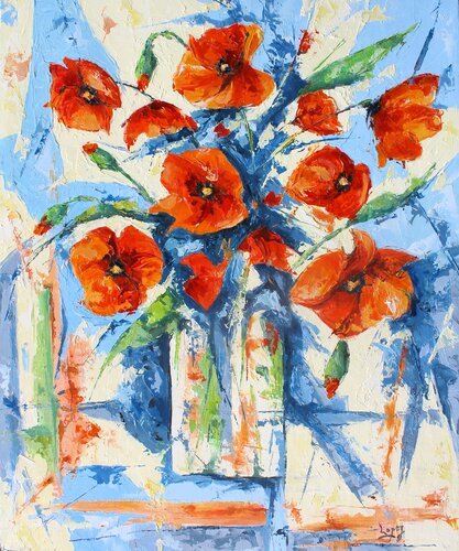 Bouquet de coquelicots par Jean-Luc Lopez, Peinture en vente sur Singulart