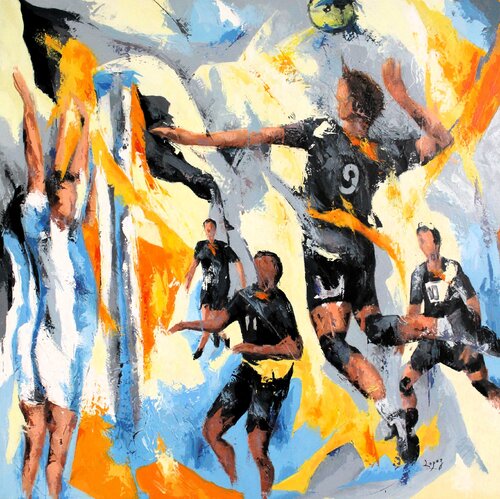 Volley-ball à Narbonne di Jean-Luc Lopez, Pittura in vendita su Singulart