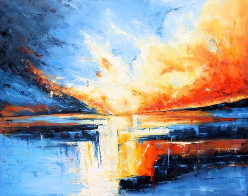 Entre orage et ciel clair sur le détroit d'Ormuz by Jean-Luc Lopez, Painting for Sale on Singulart