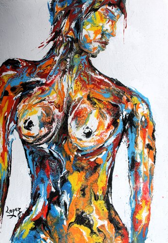 Nu coloré di Jean-Luc Lopez, Pittura in vendita su Singulart
