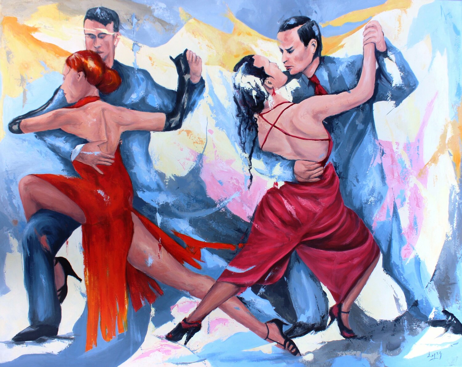 Les deux couples de danseurs de tango Jean-Luc Lopez