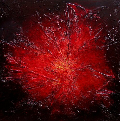 Réf. A 06 - Titre "FUSION"  - Huile sur toile 100x100cm van Jean Soyer, Schilderij te koop op Singulart