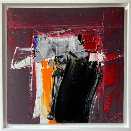 Référence 2002 09 01 - Huile sur toile 50x50cm avec cadre caisse américaine blanche von Jean Soyer, Malerei kaufen auf Singulart