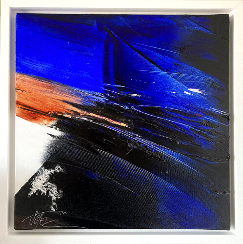 Référence S 258 - Huile sur toile 50x50cm avec encadrement caisse américaine blanche von Jean Soyer, Malerei kaufen auf Singulart