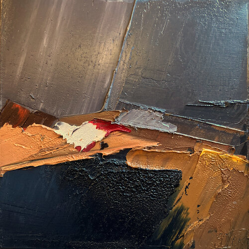 Réf. 2000 02 09 - Huile sur toile 40x40cm - 47x47cm avec caisse américaine blanche Jean Soyer