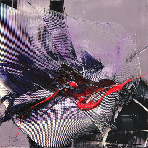 Référence M 45 - Huile sur toile 50x50cm avec caisse américaine blanche von Jean Soyer, Malerei kaufen auf Singulart
