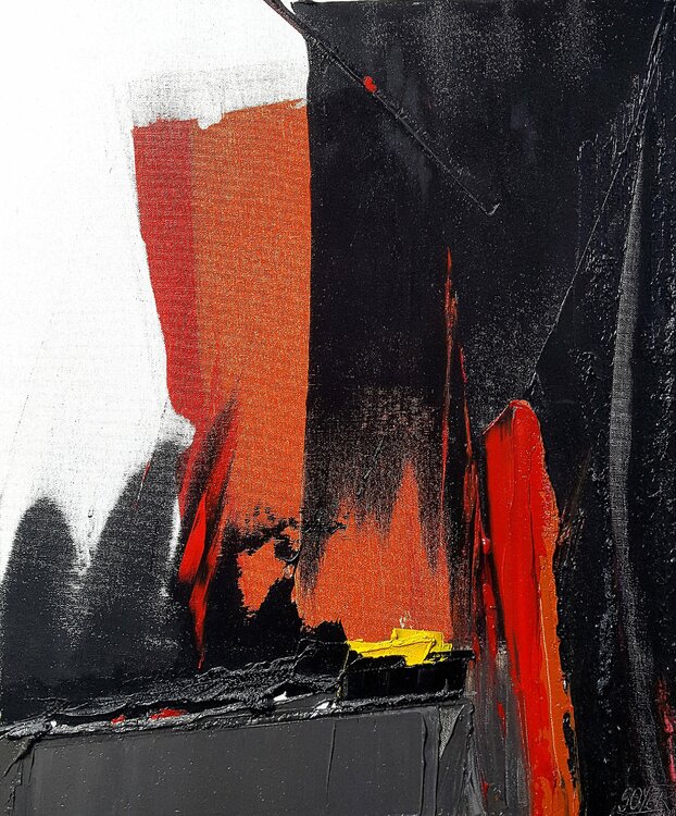 Sans titre - Référence 1998 - 06 08 - Huile sur toile 65x54cm Jean Soyer