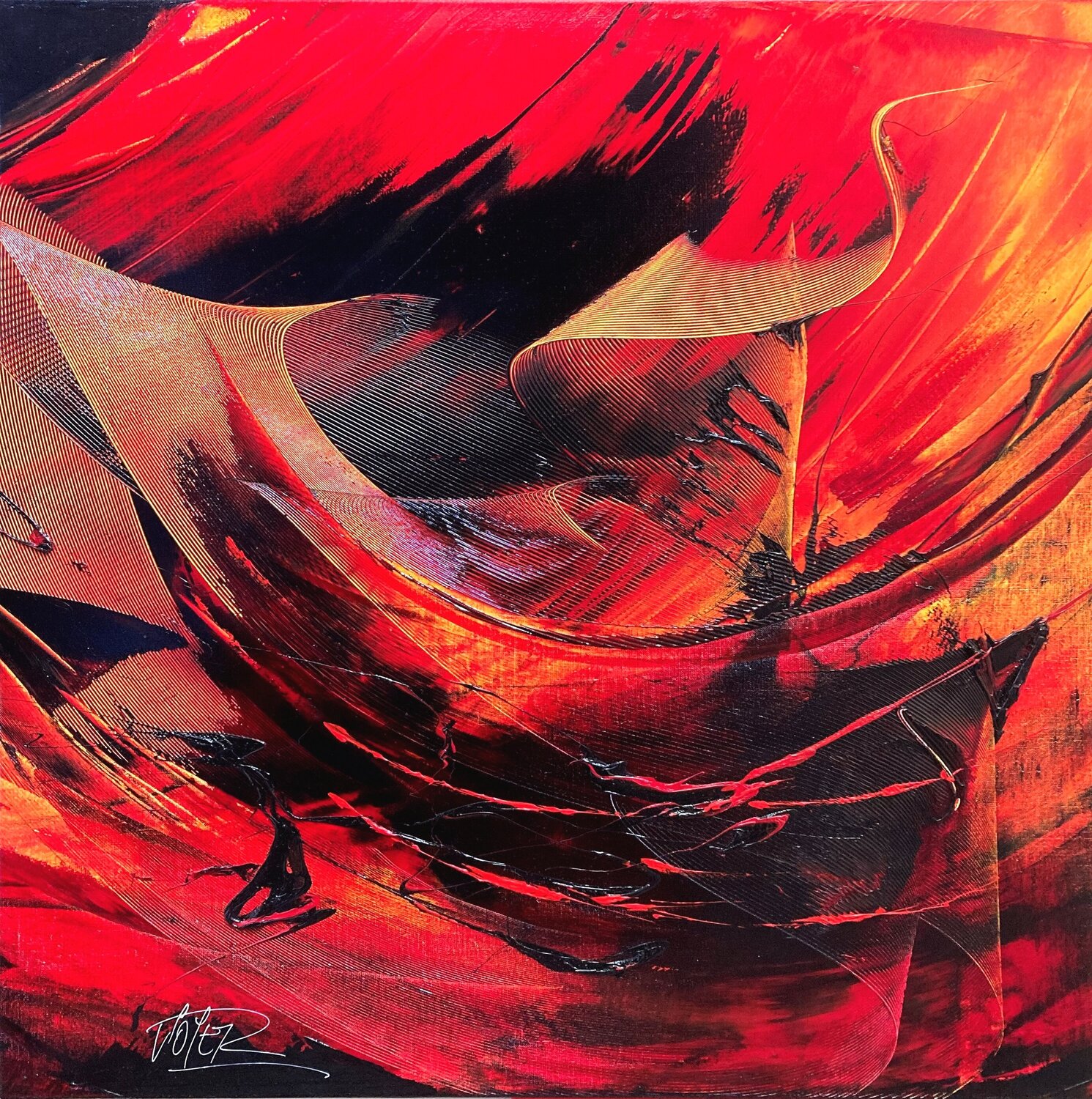 Référence E 71 - Huile sur toile 89x89cm Jean Soyer Originalgemälde zu verkaufen