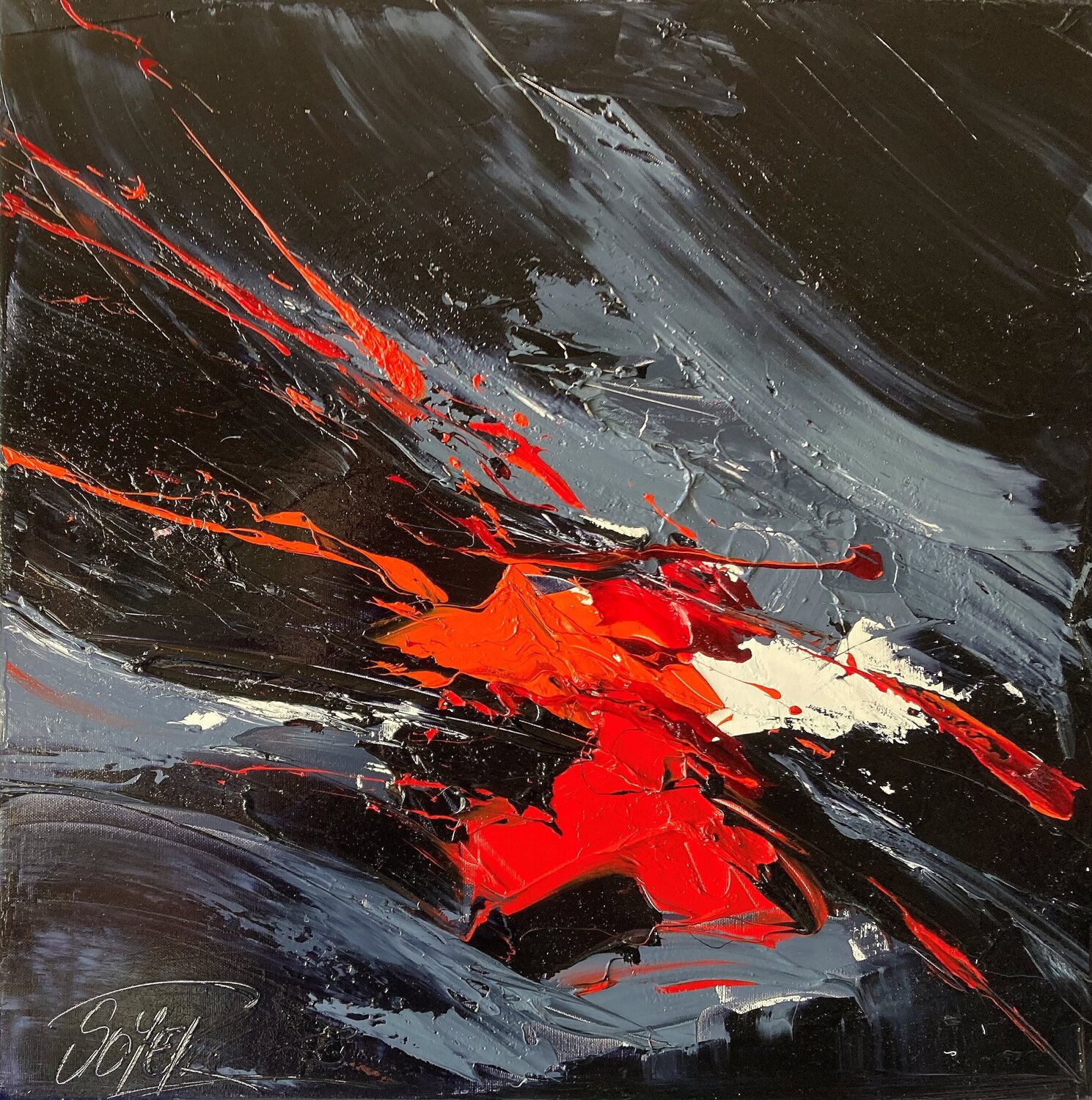 Référence E 88 - Huile sur toile 60x60cm Jean Soyer Originalgemälde zu verkaufen
