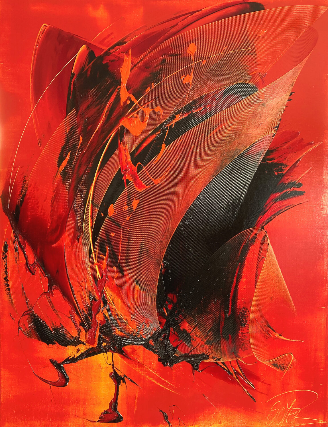 Référence E 139 - Huile sur toile 116x89cm Jean Soyer Originalgemälde zu verkaufen