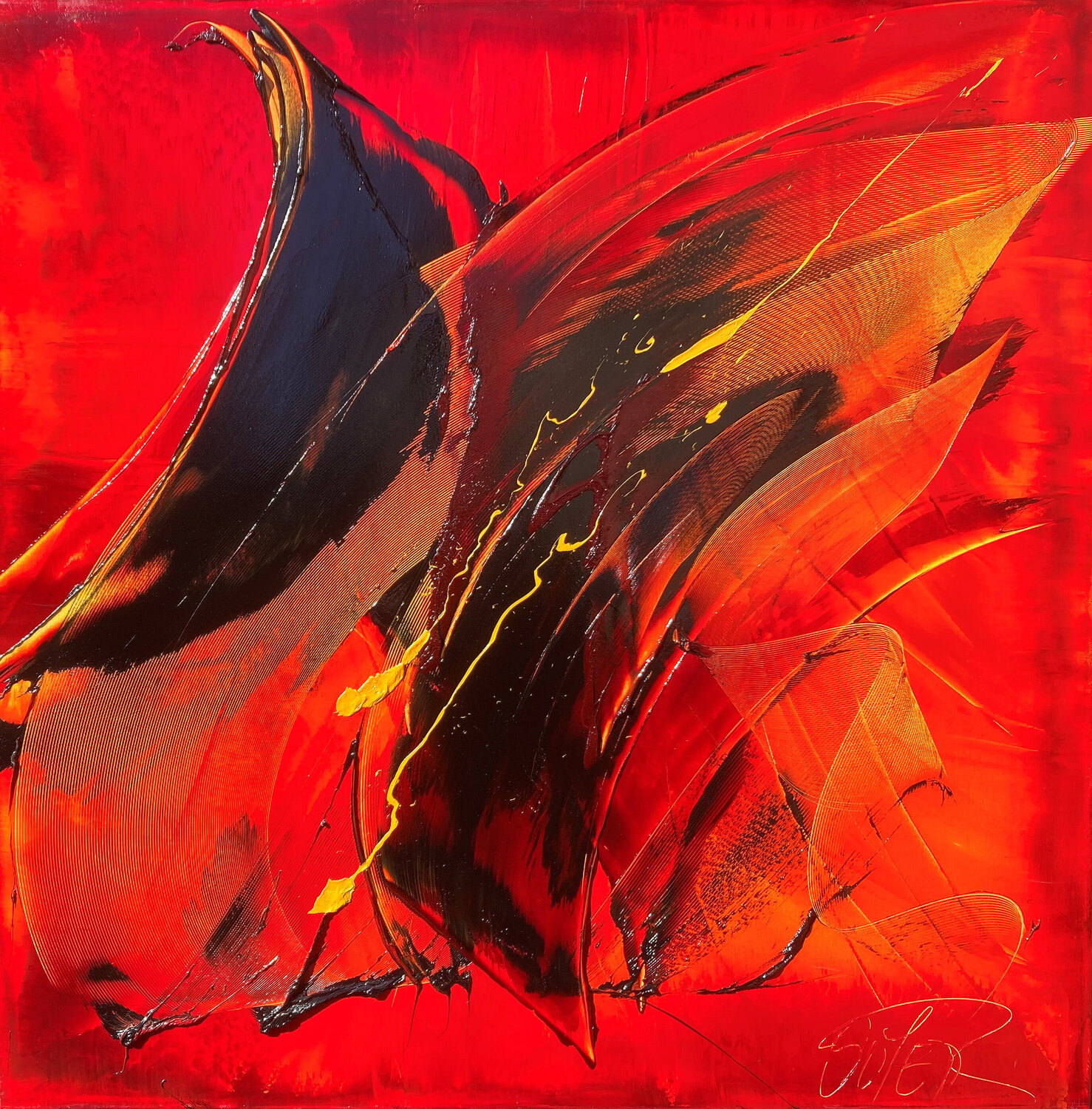 Référence E 30 - Huile sur toile 100x100cm Jean Soyer Originalgemälde zu verkaufen