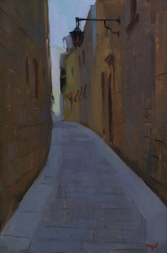 Street in shade, Mdina. Malta par Toby Wright, Peinture en vente sur Singulart