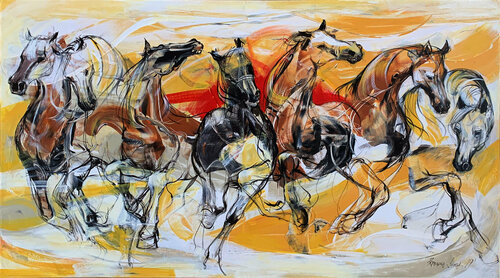 Horses van Priyendra Shukla, Schilderij te koop op Singulart